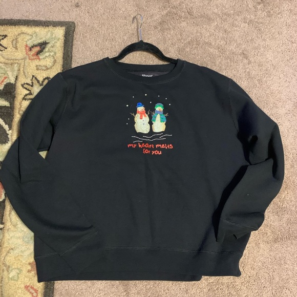 XL Romantic  "My Heart Melts For You" Snowman & Girl Top - Picture 9 of 10